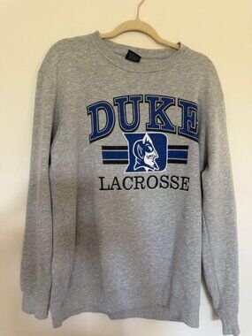Colosseum Duke Lacrosse Crew Neck Sweatshirt Collegiate Vintage Gray - Large